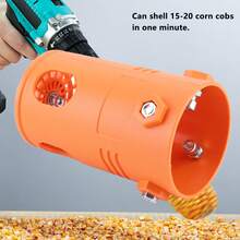 Trilladora de maíz para uso con taladro eléctrico eficiente Peladores Mazorcas  de Maíz con par de guantes y llave inglesa - Naranja - Ver 2