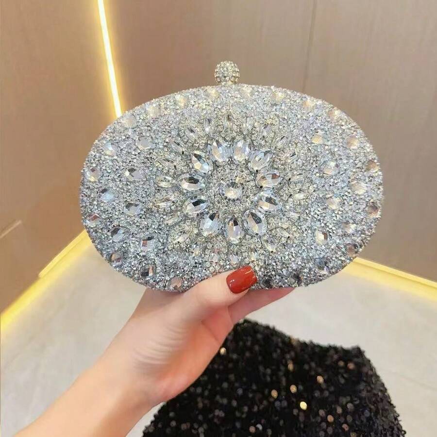 Women's Fashion Clutch Bag For Evening Parties, Compact And Versatile, With Adjustable Shoulder Strap – Ideal For Events, Weddings, And Special Occasions. Elegant And Sophisticated Style. - 銀色 - 查看 1