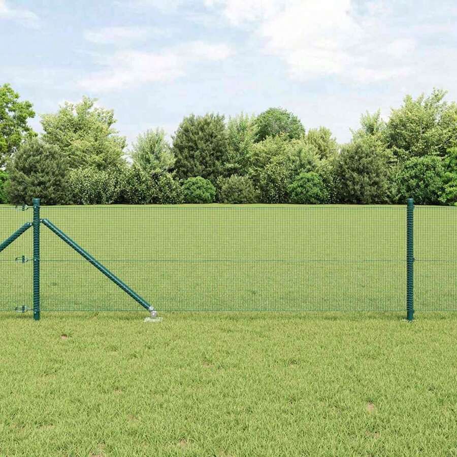 vidaXL 0,5 X 10 M Grüner Stahl Zaun Mit Pfosten - Grigio - Visualizzare 1