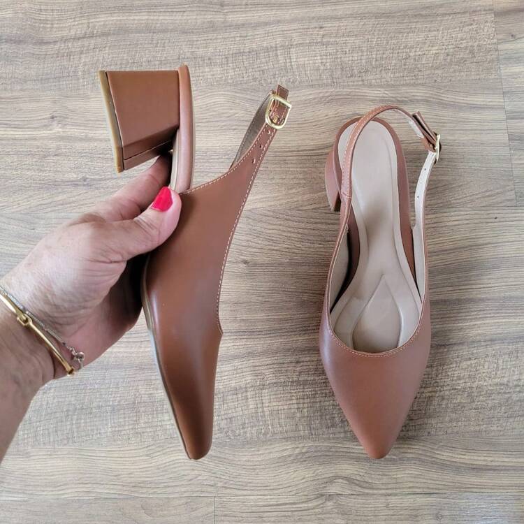 Women's Slingback Pump With 5cm Block Heel - Comfortable And Stylish - Lạc đà - Xem 8