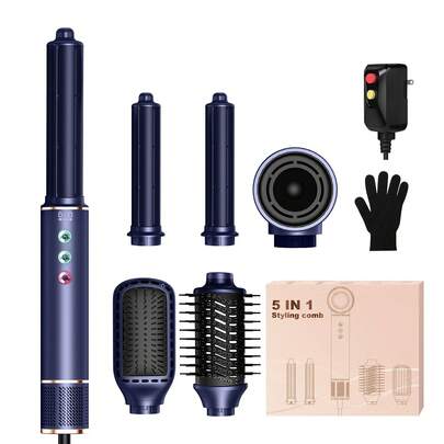 圣诞热能造型五合一美发梳 | 高速无刷电机 + 负离子护理 – 吹风机和造型梳二合一 – 卷发和直发两用 – 女士温暖冬日礼盒