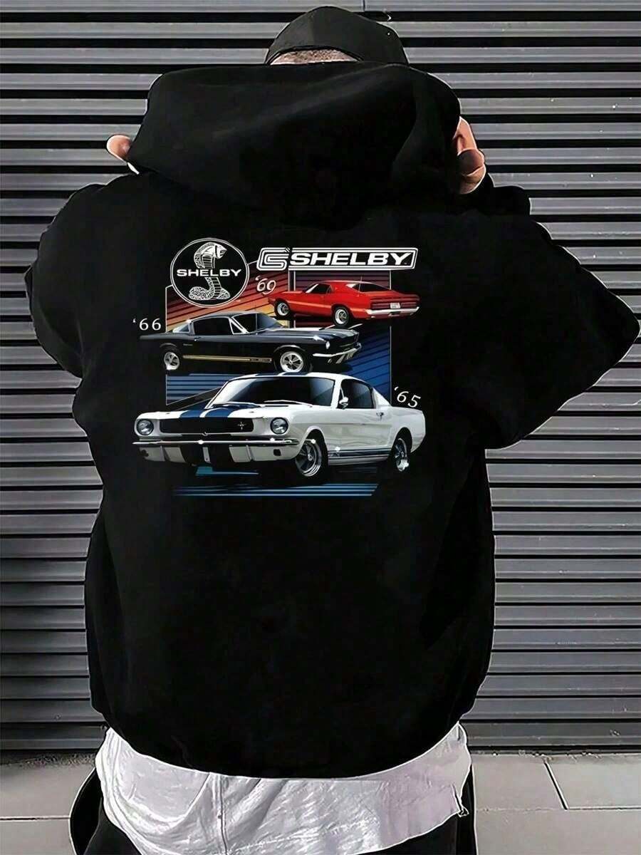 Shelby Mustang Classic Cars ,Hoodie,Men's Double-Sided Printed Casual And Comfortable Hoodie, Casual And Versatile Coat In Autumn And Winter(1 PC)Loose And Comfortableoversized Hoodie, Sweatshirt 2025 - 黑色 - 查看 1