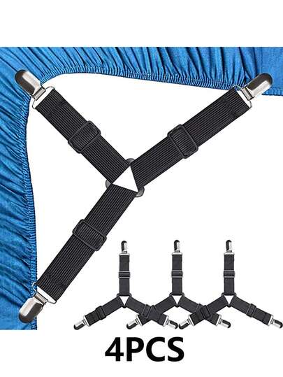 Bed Sheet Holder Straps, Upgrade Non Slip Sheet Clips, Fitted Sheet Holders For Corners, Easy Install Adjustable Elastic Firm Tight Accessories