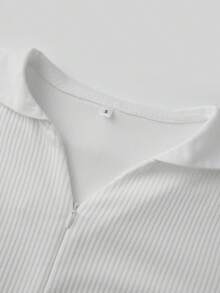 Womens Lapel Zip Up Cardigan Solid Color Long Sleeve Knit Tops For Spring Autumn Daily Office Wear - 白色 - 查看 6