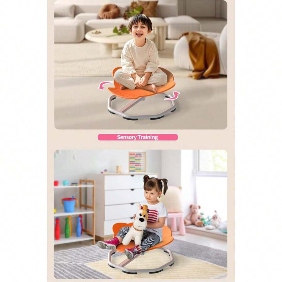 Children's Exercise Rotating Toy, Children's Rotating Chair, Birthday Gift BodyCoordination Training Chair, NonSlip Sensory Toys 360° SpinningChair For Kids Aged,4-12, Improving Kids PhysicalFitness - Orange - View 1