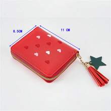 Nueva billetera con cremallera y flecos, billetera corta para mujer, diseño lindo y multifuncional de estilo coreano, monedero, decoración de habitación - Multicolor - Ver 13