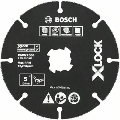 BOSCH CMWX500 5 In. XLOCK Carbide MultiWheel Compatible With 7 8 In. Arbor For Applications In Cutting Wood Wood With Nails Plastic Plaster