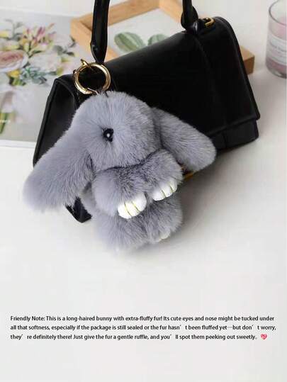 1 件可爱兔子钥匙扣，柔软兔毛质地，多功能包包/汽车装饰，时尚配饰，点缀您的生活，母亲节礼物