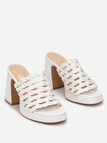 Damen Plateauschuhe mit gewebten Riemen - Sommer/Strand, Lässig - Weiss - Übersicht 4