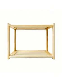 1pc Desktop Solid Wood Bookshelf, Office Storage Shelf, Solid Wood Simple Bookcase Wooden Storage Shelf, Suitable For Home Desk Storage