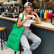 Bottega Veneta ​BV Parrot Green Large Canvas Shoulder Bag - Unisex Daily Use Compact Design​