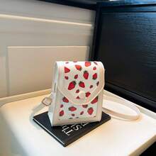 Bolso bandolera para teléfono con diseño de cereza para mujer, minibolso de hombro de moda para uso diario, trabajo y viajes. - Blanco - Ver 3