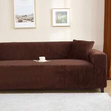XM-Mirelitho 1PC Soft Plush Sofa Cover, Stretch Full Coverage Couch Slipcover, Washable Anti-Slip Furniture Protector For Living Room All Seasons - Coffee Brown - View 5