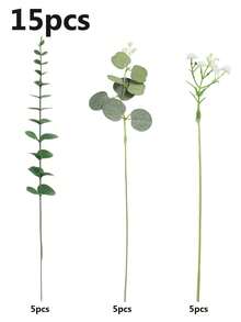 30支人造尤加利葉枝帶莓果，仿真綠植花莖，適用婚禮、花瓶、花束、花藝布置、家居裝飾、花卉裝飾 - 薄荷綠 - 查看 10
