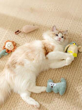 Juguete de mordida interactivo para gatos "Happy Cat Play", juguete en forma de animal lindo, adecuado para juegos interactivos de salto, persecución y relajación para mascotas gatos de interior.