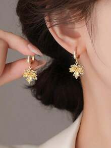 2 piezas Pendientes colgantes con flor de rhinestone - Multicolor 3 - Ver 6