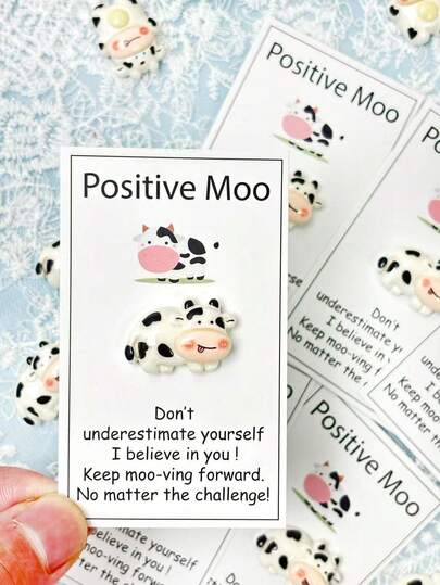 5 Mini Cute Positive Energy Cow Gifts - Emotional Incentive Support Gifts, Suitable For Women, Men, Colleagues, Friends, Birthday Gifts Or Christmas Sock Fillers - Cute Cow Animal Gifts, Party Gifts