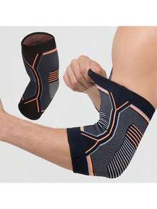 1 PC-Compression Elbow Sleeves, High Elasticity Knitted Elbow Brace, Orange Line Elbow Guard, Breathable And Comfortable-Suitable For Gym,Daily Work And Life, Fitness, Running, Tennis, Badminton- For Men & Women - Black - View 6