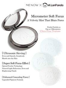 MENOW 小熊猫定妆粉饼，控油持久，遮瑕滋养，白色粉饼，适合干油性肌肤。 - P01 True Translucent - 查看 8