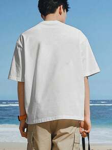 Dr. Stone Men's Oversized Graphic T-Shirt - Casual Street Style, Short Sleeve, Crew Neck, Black With White Print, Loose Fit, All Season Clothing, Casual Outfit | Crew Neck T-Shirt | Printed Design - 白色 - 查看 6