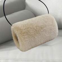 Faux Fur Hand Warmer Muff Portable Warm Plush Hand Cushion With Strap For Winter Outdoor Activity - Khaki - View 5