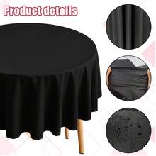 16pcs Disposable Plastic Tablecloth 84-Inch White/Black Plastic Round Tablecloth For Party Events And Weddings Indoor And Outdoor Party Tablecloth - màu đen - Xem 3