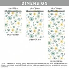 1卷优雅水彩蒲公英花卉自粘壁纸 - 即撕即贴，防水，可移除壁纸贴纸，北欧风格，适用于客厅、卧室、背景墙、橱柜、书架，适合租房者DIY装饰 - 彩色 - 查看 10