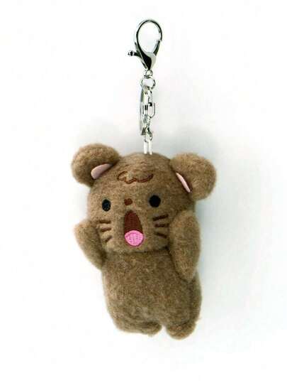 1 قطعة حامل مفتاح سيارة دب قهوة فرو للنساء في فصل الخريف/الشتاء، قلادة ظريفة شخصية للحقيبة الظهر، مناسبة للطالبات والموظفات، إكسسوارات هالوين، أفكار هدايا عيد المعلم، عيد الميلاد، إكسسوارات الحقيبة، سلاسل الرقبة مع حامل الهوية، إكسسوارات السيارة