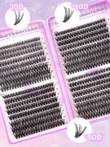 XISHIYO 640片装假睫毛套装，D型卷翘DIY睫毛夹套装，混合长度自然睫毛嫁接套装，单根长假睫毛，湿睫毛DIY家用假睫毛套装，包含睫毛胶水和卸妆液、镊子、面部假睫毛、单根假睫毛 - 彩色 - 查看 10