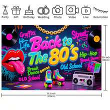 1pc Back To The 80's Backdrop 80s Party Decorations 80s Backdrop Hip Hop Graffiti Wall Birthday Party Supplies 1980 Photo Booth Props Banner - Multicolor - View 7