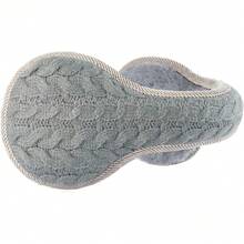Unisex Foldable Ear Warmers Knits Winter EarMuffs,26339342 - Dark Grey - View 1