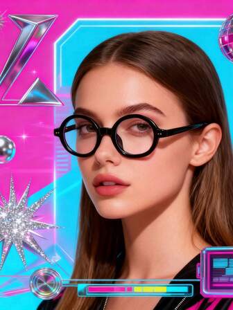 1 Adet Retro Oval Küçük Çerçeve Siyah Gözlük, Moda Reçetesiz Gözlükler, İşe Gidip Gelmek, Okumak, Kıyafet Çekimi, Sokak Stili İçin Uygun, Mükemmel Hediye