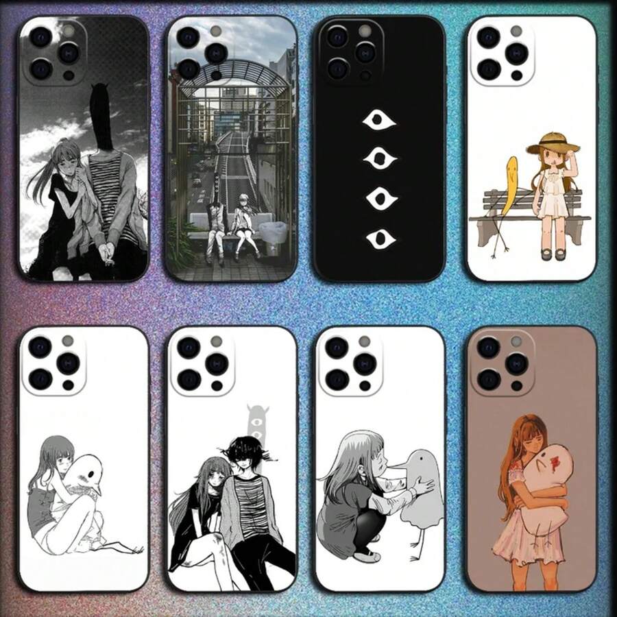 Goodnight Oyasumi Punpun Phone Case For  16,15,14,13,12,11,Pro,X,XS,Max,XR,Plus,Mini Soft Black Cover.Halloween Accessories.Popular Mobile Phone Cases Cute Mobile Phone Case Anime Mobile Phone Case  Case Halloween Fall Fashion Mobile Phone Case Phone Cases  17 Pro Max Case Fall Christmas Navidad - Trộn màu 4 - Xem 1