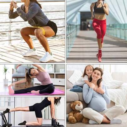 VIDA4U 6 pares Calcetas Pilates para Mujer, Calcetines Yoga para Mujer, Calcetas Antiderrapantes, Calcetines Transpirables para Fitness