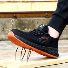 GUYISA 10KV绝缘安全鞋，防砸防刺，经典运动时尚，透气轻薄低帮，耐磨，柔韧舒适软底，户外工地防护鞋（国际尺码不同，此款鞋码偏大，鞋面透气轻便，请选购小两码！） - 黑色絕緣 - 查看 5