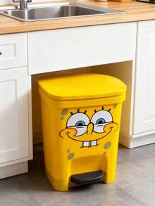 SpongeBob SquarePants SpongeBob Themed - Cute Cartoon Funny Expression Trash Can. This Is A Large Capacity Trash Can Suitable For Living Room, Bedroom And Outdoor Activities. - Yellow - View 4
