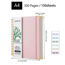 A4线圈笔记本，采用110gsm加厚纸张，300页（150张），4种颜色可选，内置收纳袋，使用更舒适。也称为线圈笔记本、螺旋笔记本、活页笔记本，B5尺寸，160页（80张）。 - 彩色 - 查看 14