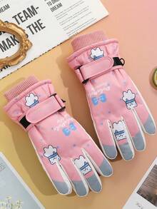 Youth Gloves, Suitable For Girls Aged 4-13, Winter Fleece Thick Warm Gloves, Suitable For Outdoor Snow Travel, 1 Pair