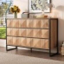 The Sideboard And Vanity Feature A Combination Of Black And Natural Wood Tones, Metal Legs, And Raised Doors. - 黑色+自然色+刨花板 - 查看 5