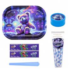 Rolled Paper Combo Set, Equipped With Metal Rolling Tray, 110mm King Size Flavored Rolling Papers, Plastic Grinder And Storage Tube - Portable - Variety Of Designs (Bear/Bat/Heart/Strawberry), Ideal For Valentine's Day, Holidays, Birthdays, Smoking Accessories And Large Rolling Paper Set - Multicolor - View 14