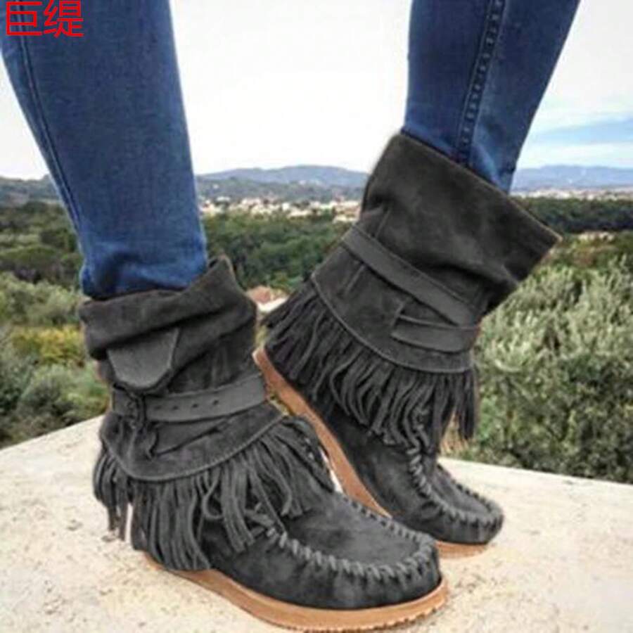 Women Mid-Calf Boots - 軍綠 - 查看 1
