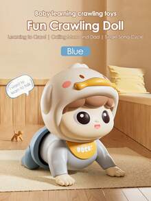 1pc Crawling Doll With Music Baby Toys Over 10 Months Old, Learn Crawling Guidance, Head Up Training, Puzzle Early Education, Electric Baby Crawling Can Sing And Crawl - Blue Crawling Doll - View 8
