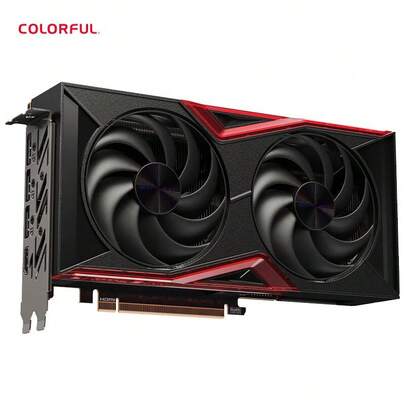 COLORFUL La tarjeta gráfica Battle Axe GeForce RTX 5050 DUO de 8 GB ofrece una experiencia visual ultrarrápida con impresionantes efectos de iluminación, refrigeración eficiente y detalles en rojo y negro DLSS 4.
