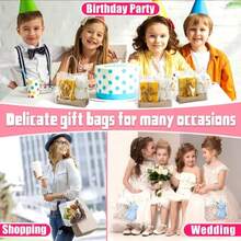 5/10/15/20个装透明PVC礼品袋，带提手 - 耐用、可重复使用的手提袋，可DIY，带按扣，适用于巧克力、礼品、鲜花等。适合购物、派对回礼、婚礼、零食、节日、生日和零售用途。派对回礼袋 | 装饰礼品袋 | 礼品袋，是圣诞节、春节和斋月的理想之选。 - 彩色 - 查看 4