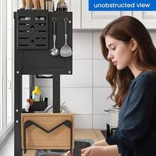 YUWUAR Heavy-Duty Steel Over The Sink Dish Drying Rack - 3-Tier Large Kitchen Storage Shelf With Cover, Space-Saving Dishwasher-Free Organizer, Utensil Holder & Dishwasher-Like Rack (Fits Pots/Pans/Plates), Faucet Height Limit 18.9", 33.5 InchHome Decor, Party Storage, Christmas Storage, New Year Storage - màu đen - Xem 7