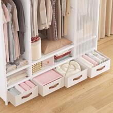 Metal Portable Wardrobe W/ 4 Drawers, 3 Hanging Areas & 3 Shelves, Simple Closet Storage - White - View 11