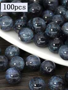 100颗星空树脂闪光圆珠，直孔散珠，适用于DIY珠宝制作 - 細閃珠 - 查看 36