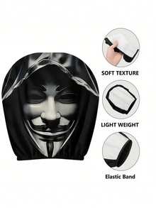 1/2 piezas Funda para reposacabezas de coche con máscara de hacker con diseño impreso en blanco y negro con forma de V, sin relleno para facilitar la limpieza, actualización del interior del vehículo, apta para todos los vehículos, perfecta para el trayecto diario, viajes largos, decoración de Halloween y Navidad - Multicolor - Ver 4