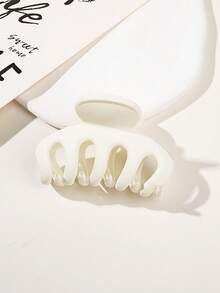 4 pezzi/1 pezzo Fermagli per capelli in plastica da donna di colore nero, bianco, marrone, kaki da 5,8 cm, eleganti e semplici di colore unito, adatti per uso quotidiano, casual, festa, pendolarismo, spiaggia, bagno, trucco, accessorio per outfit