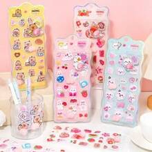 1pc 3D Animal Sticker, Cute Style, Cartoon Stress Relief Decorative Sticker, Made Of Sponge And PVC Material, 4 Styles Available, Suitable For Sticker Books, Laptops, Refrigerators, Etc. - Multicolor - View 2